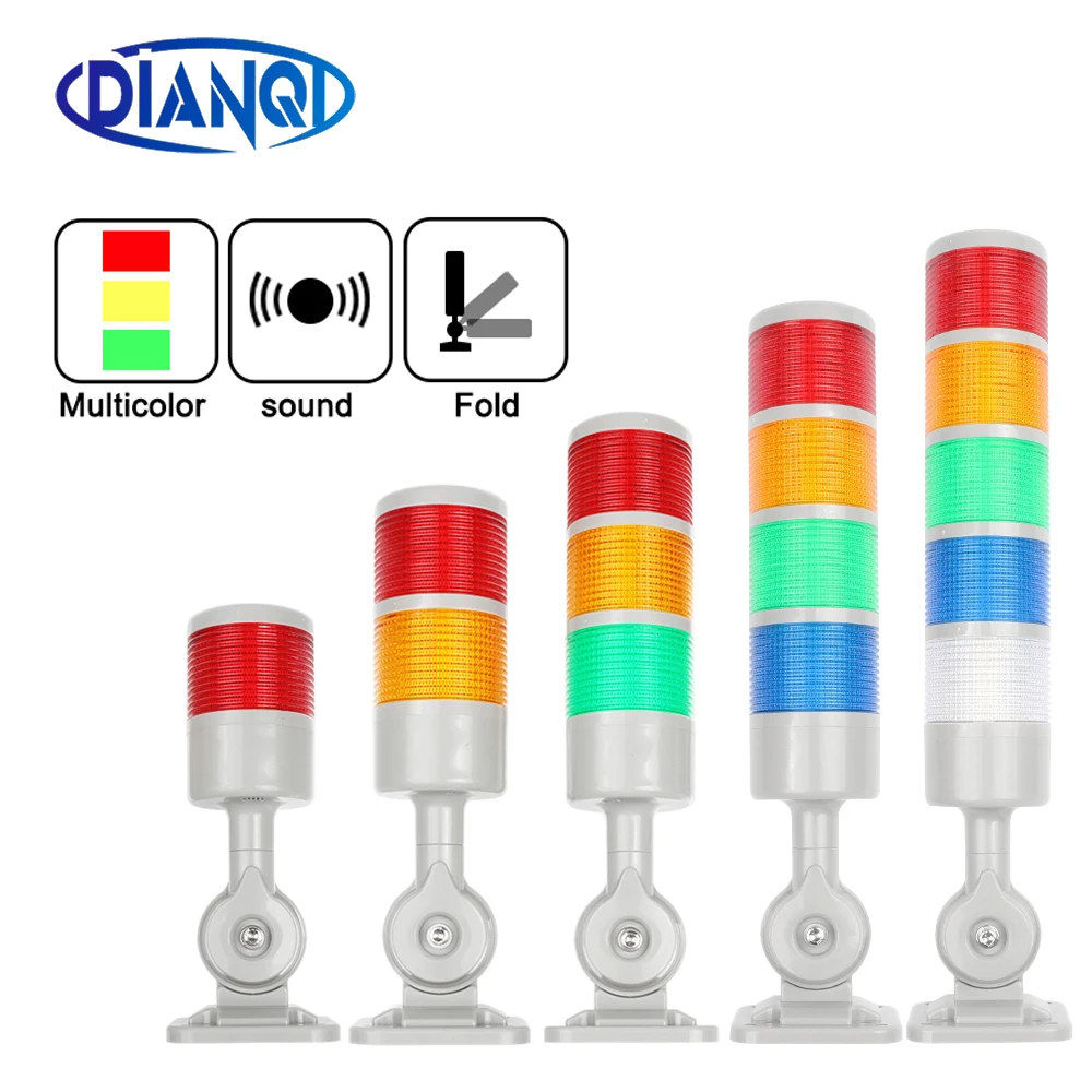 Rotatable 180 Stack light Red Orange amber Green warning light industrial for CNC machine DC 24V 12V Steady flashing light LED afbeelding