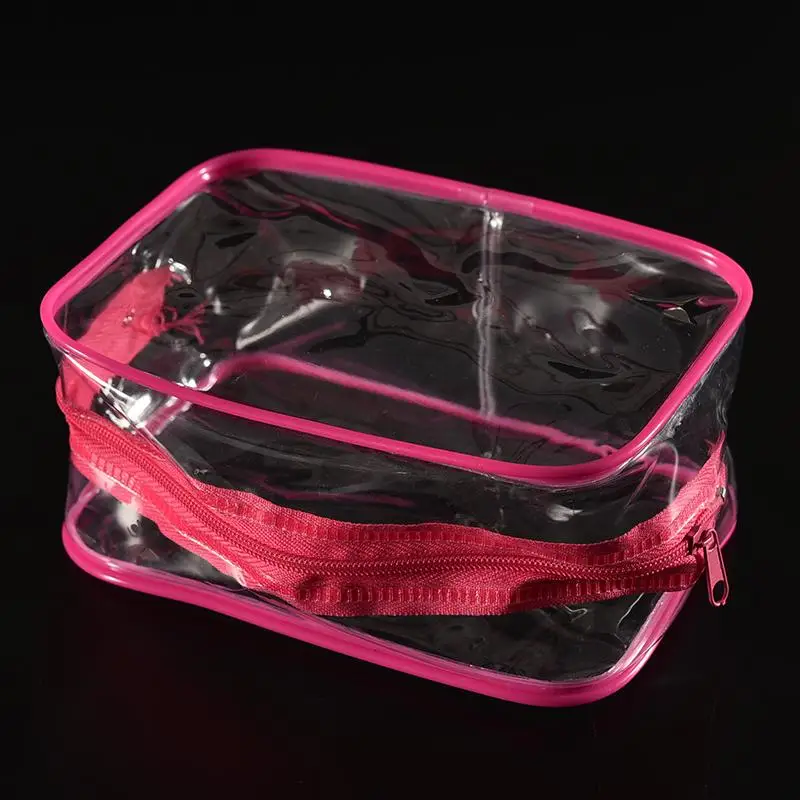 3 Colors Transparent Clear Cosmetic Bag Portable Plastic PVC Travel Makeup Bag Toiletry Zip Pouch