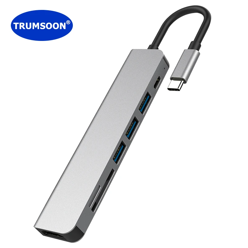 TRUMSOON Type C to 4K HDMI-compatible USB 3.0 SD TF Card Reader Hub Adapter for Macbook Dell XPS15 Samsung S20 Dex TV Nintendo |