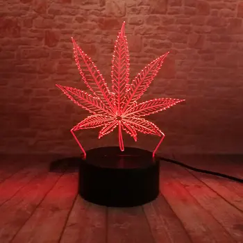 

Lovely 3D Illusion LED NightLight Luminous Colorful Touch Flash Fairy Light Desk Lamp Plant Red Maple Leaf Model Toys