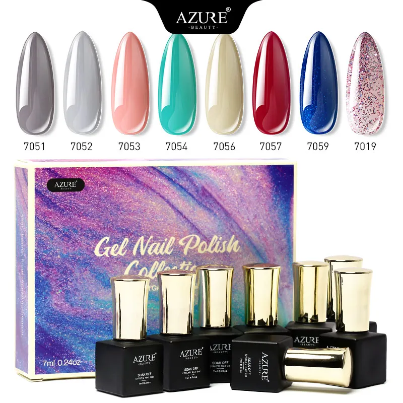 Azure beauty 8 шт./лот 7 мл Гель-лак для нейл-арта с коробкой упаковка Набор стеклянная
