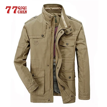 

Autumn Military Jacket Men Cotton Brand Outwear Multi-pocket Mens Jackets Long Coat Male New Plus Size 7XL 8XL Chaqueta Hombre