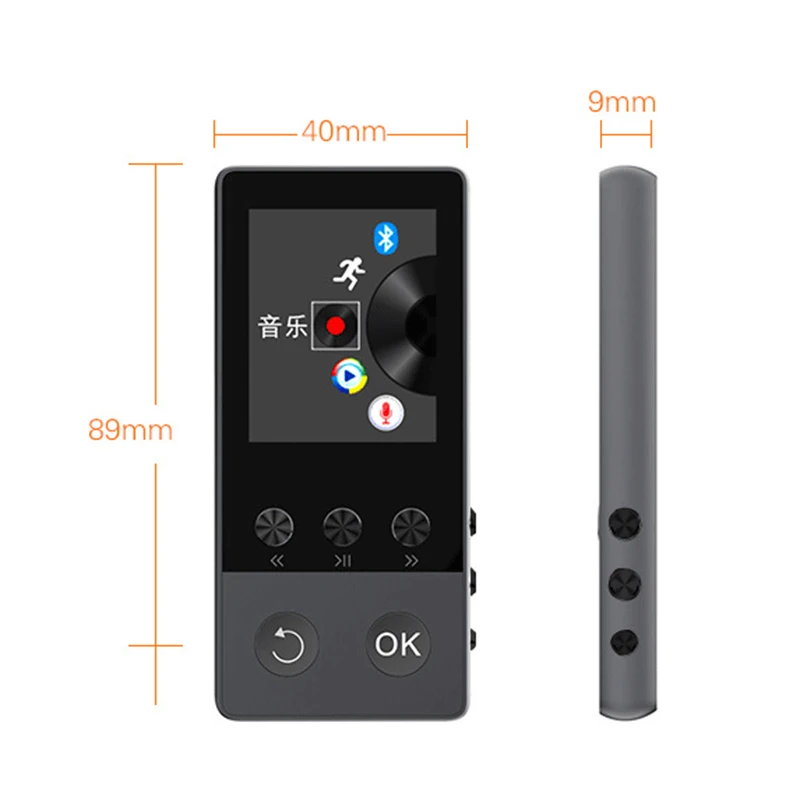 Металлический MP3-плеер Bluetooth Портативный Аудио без потерь HiFi музыкальный плеер MP4 спортивный Walkman с fm-радио, диктофон, электронная книга(Sil