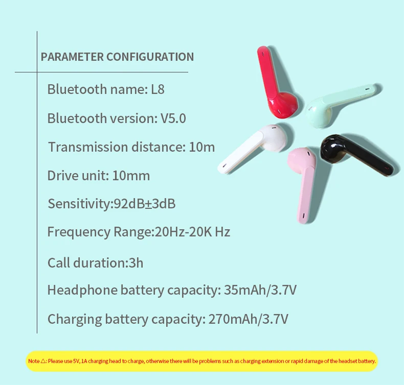 TWS L8 беспроводные наушники Bluetooth 5,0 с сенсорным управлением, половинные наушники-вкладыши 3D Setero Sound для мобильного телефона Xiaomi huawei iPhone