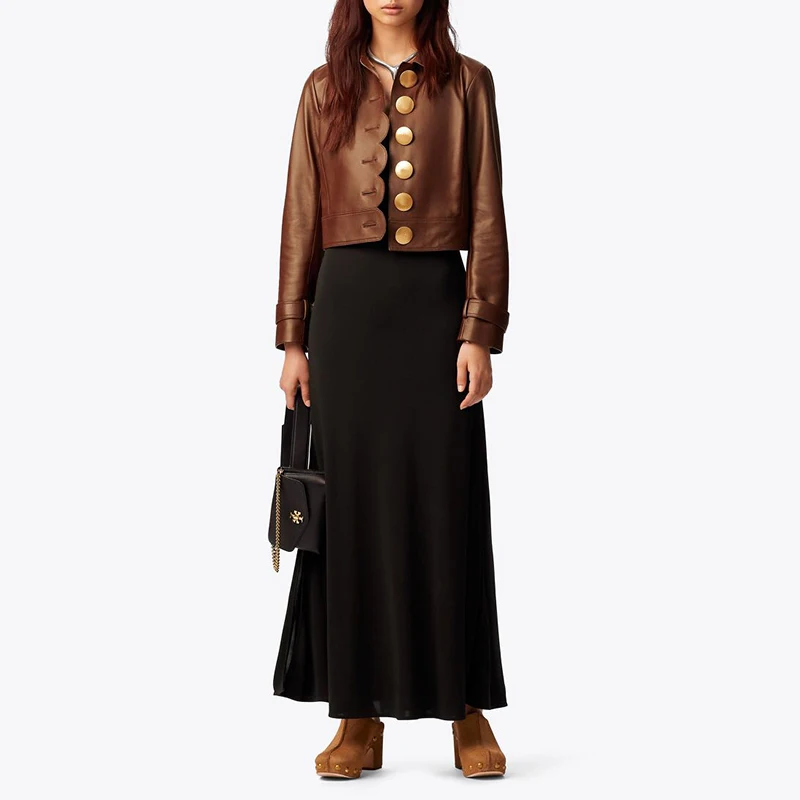 discount  CHICEVER Korean Letter Jacket Coat For Women Lapel Long Sleeve Button Slim Short Length Coats Femal