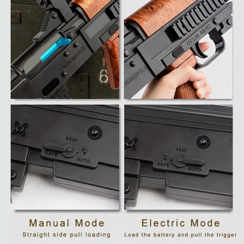 Plastic Toy Gun Groza Water Gel Ball Manual Electric Assault Rifle Blaster Gun Black Blue Outdoor Sports Shooting Game for Boys Plastic Toy Gun Groza Water Gel Ball Manual Electric Assault Rifle Blaster Gun Black Blue Outdoor Sports Shooting Game for Boys