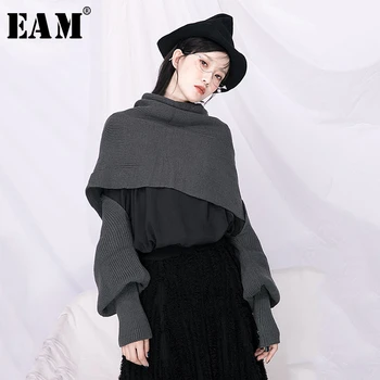 

[EAM] Ways Wear Big Size Knitting Sweater Loose Fit Round Neck Long Sleeve Women Pullovers New Fashion Tide Spring 2020 1N688