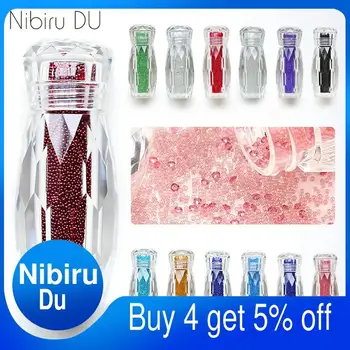 

1 Bottle Crystal Caviar Beads Nail Rhinestones Micro Bead Gravel Multicolor Strass Crystal Glass For 3D Nails Art Decorations