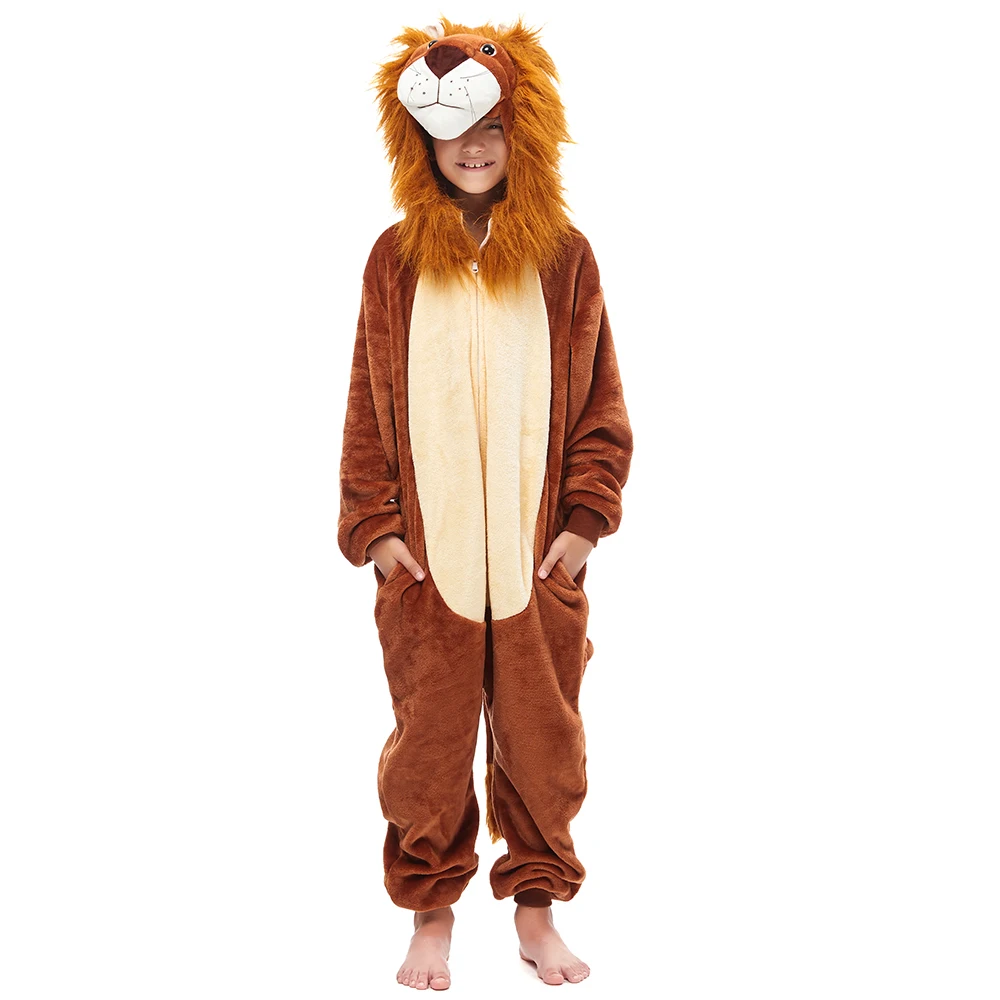 kigurumi Child Cartoon Lion Kigurumis Onesies Kid Sleepwear Animal pajama Homewear Girl Boy Party Clothing Cosplay Costume