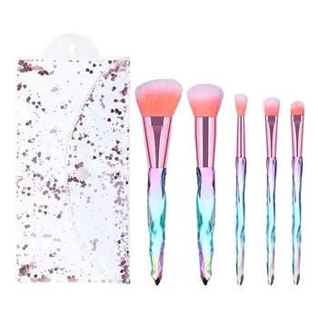 

5Pcs Plastic Handle Brushes Assorted Makeup Brush Cosmetic Brushes Set Beauty Care Supplies(Colorfil Handle White Brush+PVC Bag)
