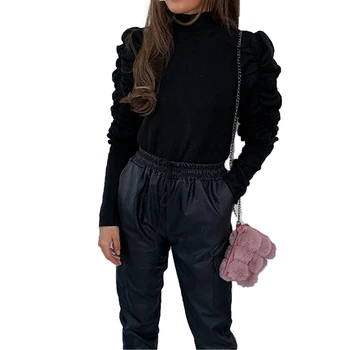 

Hirigin Women Sexy Bodysuit Lady Long Puff Sleeve Short Romper Jumpsuit Stretch Bodysuit Leotard Top