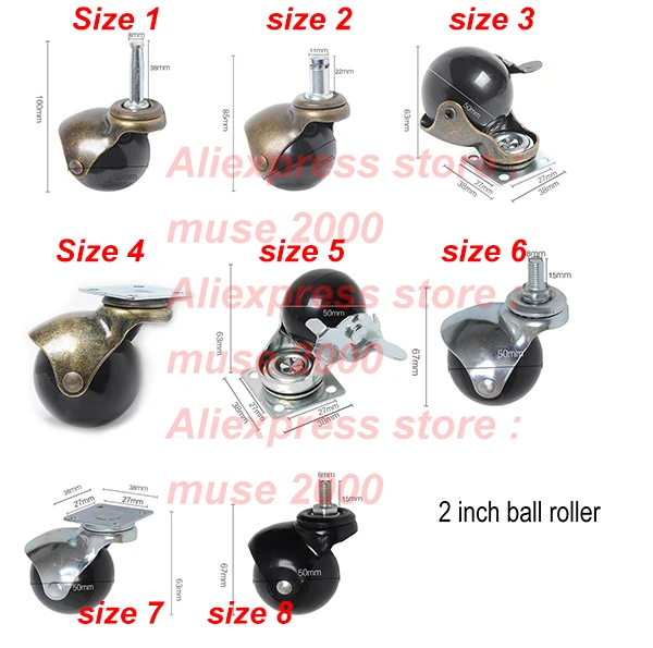 2 дюймовый Винт Колеса для офисных стульев шариковый винт колеса мебели