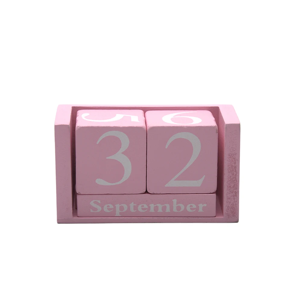 Pink Деревянный календарь, многоразовый, сделай сам, отображение даты месяца, настольные подарки, украшение стола для гостиной, деревянный блок, Декор для дома и офиса, планировщик - Цвет: Pink