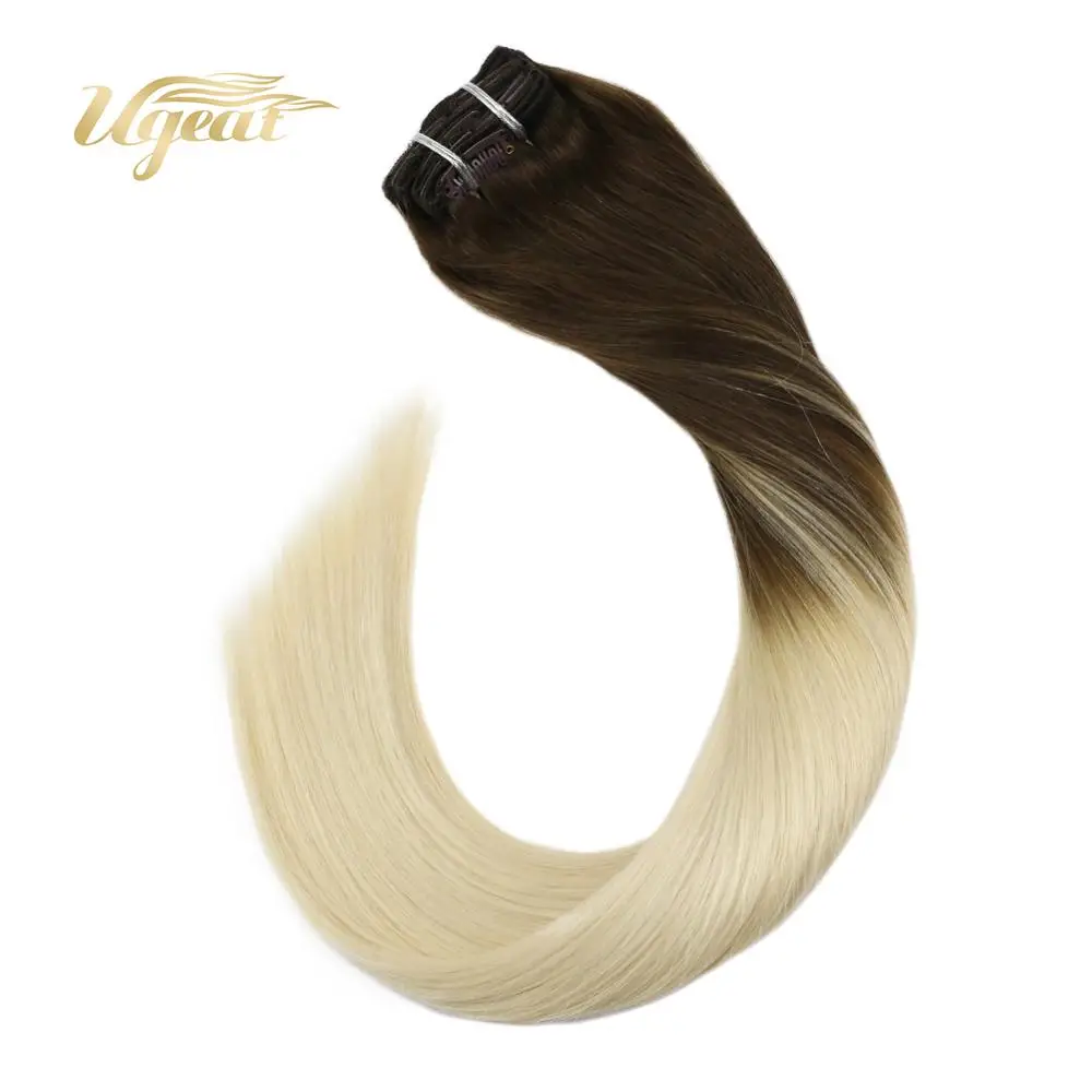 

Clip on Hair Extensions Full Head Set Human Hair 14-22" Machine Remy Brazilian Hair Soft Natural Human Hair 10PCS 120G