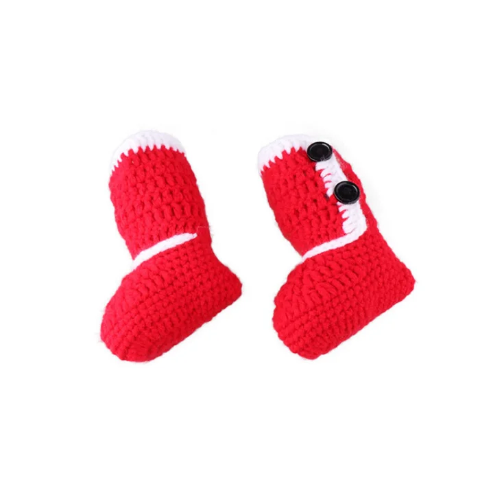 Hand-woven Newborn Christmas Costume Cute Baby Photography Props Christmas Hat Christmas Knit Baby Set