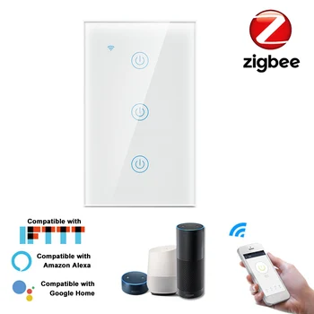 

Zigbee Smart Light Switch Smart Life/Tuya APP Remote Control US Wall Touch Switch Compatible with Alexa Google Home Control US