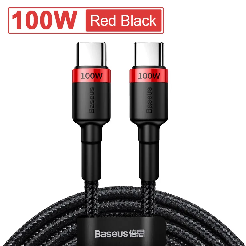 Кабель Baseus USB C к usb type C для Xiaomi Redmi Note 8 Pro Quick Charge 4,0 PD 100W быстрая зарядка для MacBook Pro зарядный кабель - Цвет: Black 100W Cable