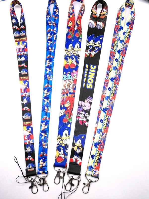 

10 pcs cartoon Sonic lanyard Neck Strap Lanyards Card Holders Bank Neck Strap Card Bus ID Holders Rope Key Chain