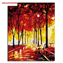 Яркая Ночная Цифровая живопись DIY Ручная роспись маслом по номерам Масляные картины китайские картины-свитки украшение дома