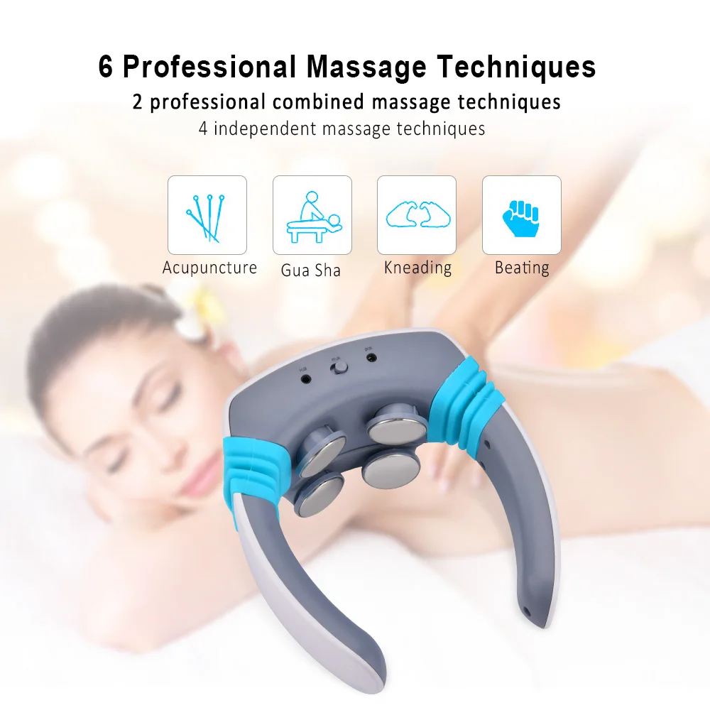 

Electric Pulse Wireless Remote Control Neck Shoulder Massager Heat Therapy Kneading Shiatsu Cervical Massage Pain Relief