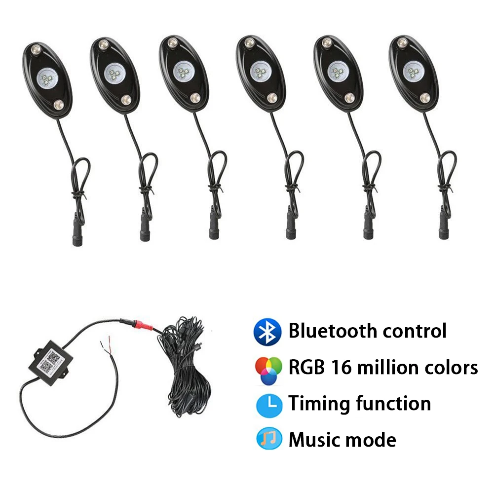 4 Pods/комплект RGB светодиодные горные фонари Bluetooth управление многоцветный неоновый светодиодный фонарь комплект для джип грузовик автомобиль ATV внедорожник автомобиль Лодка