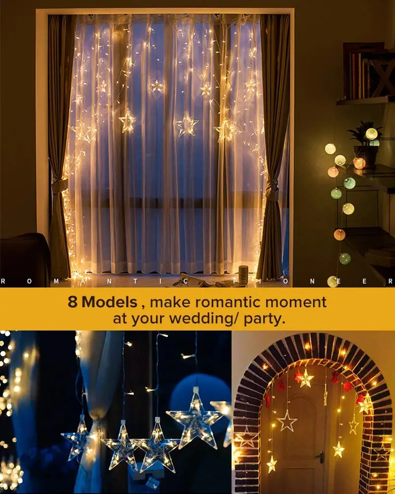 Holiday 168 Leds String Lights Fairy Star Curtain String 100-240V Garland Lights For Home Wedding Party Holiday Decoration