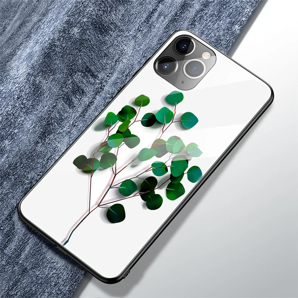 For iPhone 11 Pro MAX X XS XR Nice Starry Sky Flower Tempered Glass Cover For iPhone 7 8 Plus 6 6s Colorful Cases Coque