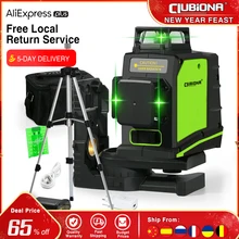 Clubiona – niveau Laser 3D à nivellement automatique, certifié CE, avec Diode Laser de marque allemande, ligne Laser verte Super puissante, 360 degrés