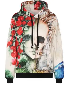 

Amazon Halloween fashion Europe and the United States 3D rose face digital print with a couple lovers WDW041