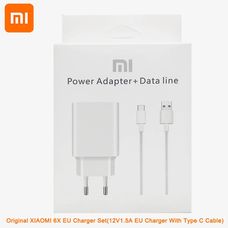 Xiaomi mi 6 QC 3,0 быстрое зарядное устройство ЕС набор 12 в 1.5A адаптер с кабелем type C для mi A1 A2 9 8Se mi x 5 4 A X C Note 2 Red mi 3s 4a 4C