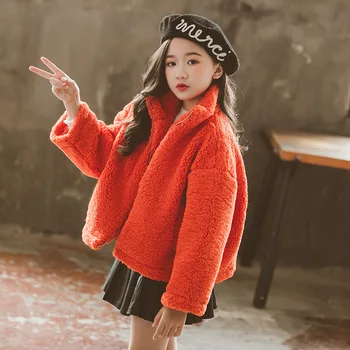 

2020 winter warm girls faux fur coats teenage children clothing kids costume 13 years old