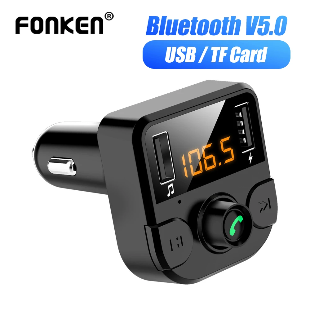 Автомобильное зарядное устройство FONKEN USB FM Bluetooth трансмиттер tf-карта