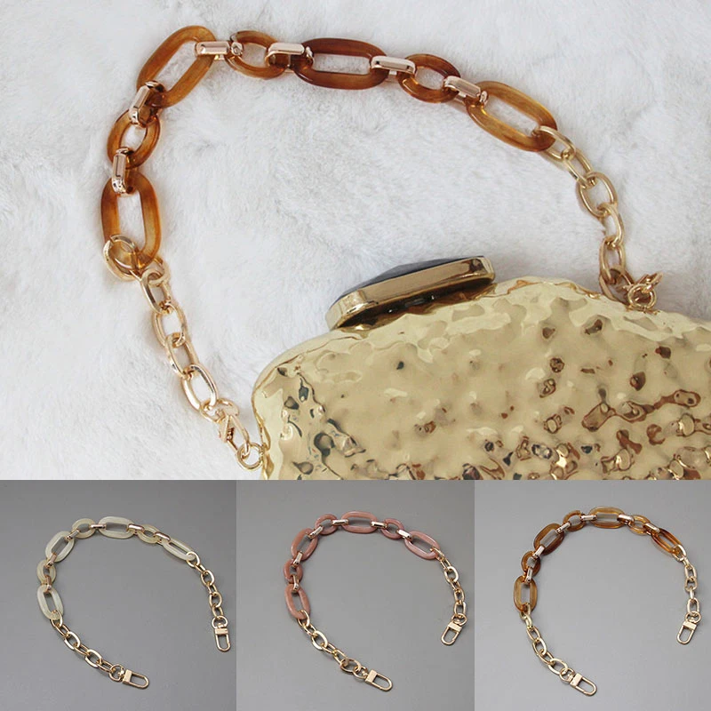 Short Acrylic Resin Chain Bag Strap for Handbags Women Gold Purse Chains for Plastic Bags Accessories Acrylic Plastic Chain 43cm
