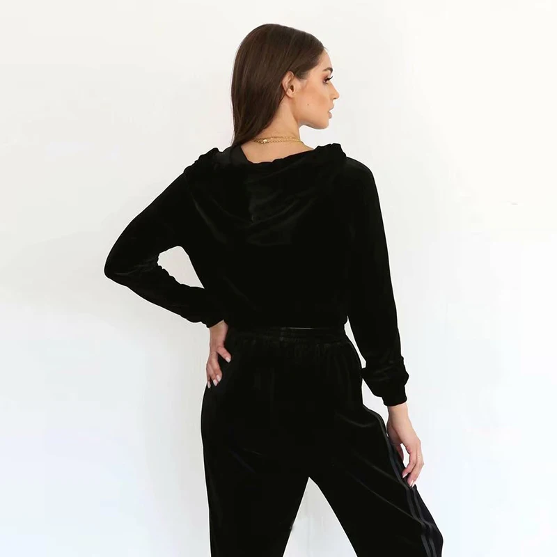 Осенние модные женские туфли аккуратные бархат Crewneck свитер Повседневное Ночная одеждая с длинными рукавами Толстовка Пуловеры Топы уличном японском стиле костюм