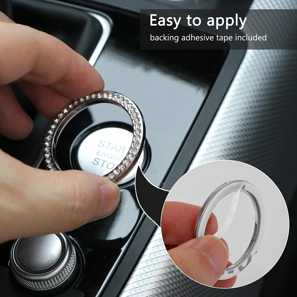1pc Car Interior One-Key Engine Start Stop Ignition Push Button Decorative Diamante Ring Sturdy For All Cars | Автомобили и