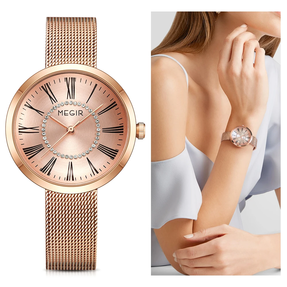 

MEGIR Dress Women Watches with Japan-Citizen 2035 Movement 2020 New Stainless Steel Luxury Watches for Women Reloj Dropshipping