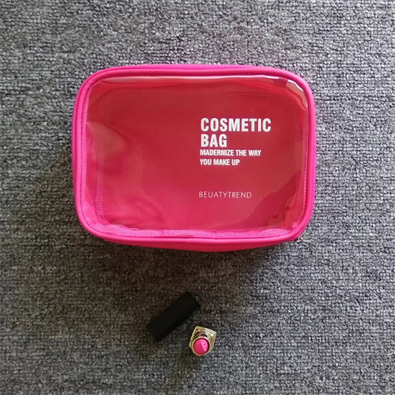 

Waterproof Transparent PVC Bath Cosmetic Bag Women Make Up Case Travel Zipper Makeup Beauty Wash Organizer Toiletry Storage Kit