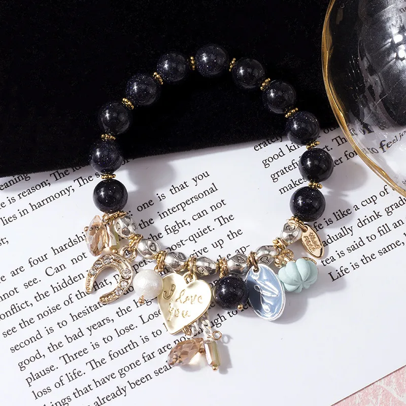Bracelets Women's Korean-style Simple Cool MORI Series Best Friend Crystal Pendant Bracelet-Style Elegant Versatile Hand Ring Ha