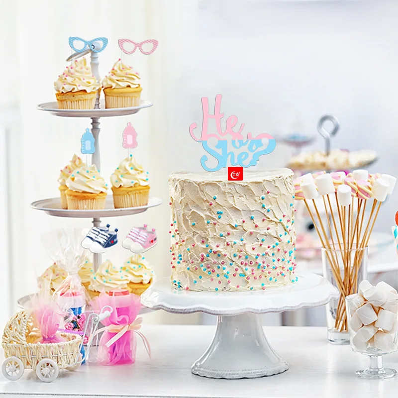 Lui O Lei Toppers Torta Di Compleanno Rosa Blu Ragazzo O Ragazza Genere Rivela Bandiere Torta Acrilica Babyshower Decorazioni Torta Di Compleanno Lei 
