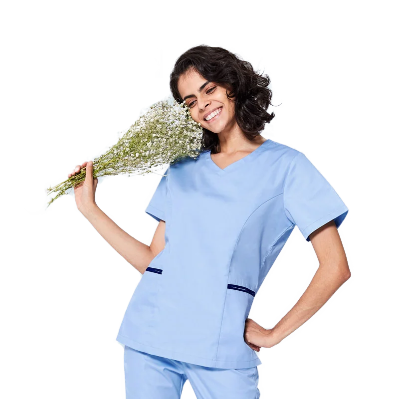 Модный женский костюм медсестры медицинская форма халаты больница доктор одежда хирургический скраб Медицинская Одежда наборы скрабов - Цвет: Scrub Top