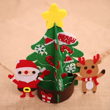 

3D DIY Felt Christmas Tree with Ornaments Kids New Year Toys Artificial Tree Xmas Gifts Door Wall Hanging Decorations