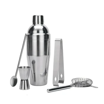 

Stainless Steel Cocktail Shaker Mixer Set Drinks Strainer Opener Maker Mixer Spoon Ice Tongs Bar Bartender Tool Kit