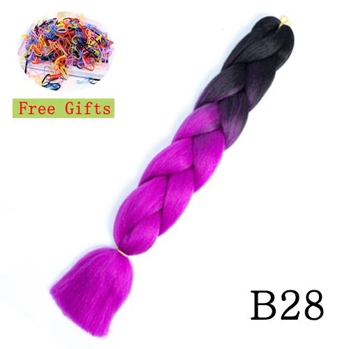 Ombre Jumbo косички синтетические волосы плетение Наращивание волос 24 дюйма 100 г/шт. черный розовый фиолетовый блонд цвета крючком косички - Цвет: B28