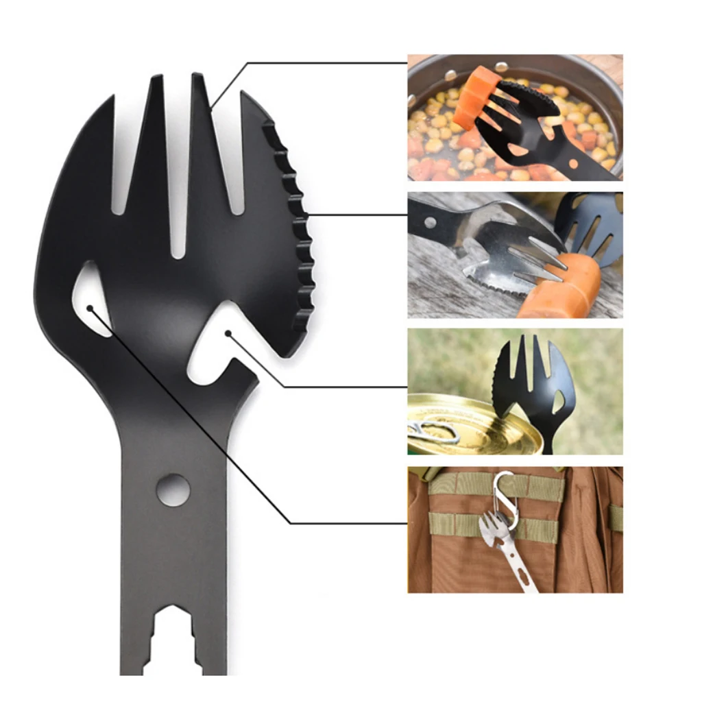 Tableware Spoon Multi Tool Can Opener Flatware Portable Bottle Cutlery Multitool Camp Utensil Fork Spork Stainless Steel Picnic