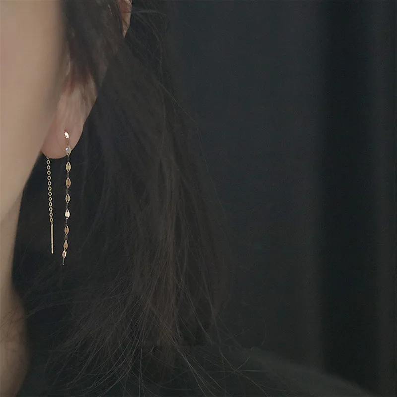 925 Sterling Silver Lips O Word Chain Tassel Stud Earrings Women 14k Gold Plating Earrings Summer Beach Party Jewelry silver stud earrings silver earrings gold stud earrings gold earrings womens earrings