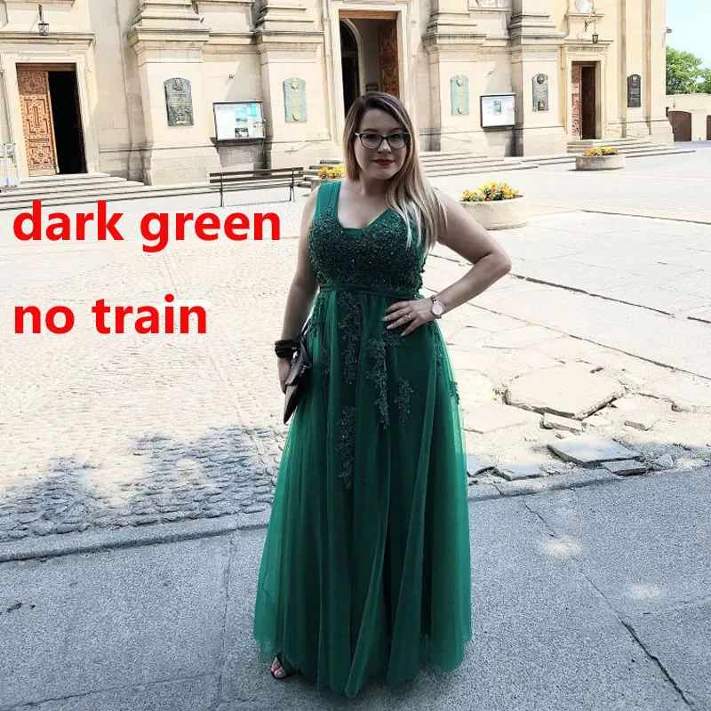 dark green no train Новое поступление сексуальные вечерние платья Vestido de Festa ТРАПЕЦИЕВИДНОЕ платье для выпускного вечера кружевной халат, украшенный бисером De Soiree платье с v-образным вырезом на молнии - Цвет: dark green no train