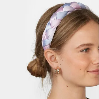 

2019 New Hot Selling Bridemaids Silk Satin Braided Headbands Girls Hair Hoops Fashion Wedding Headwear Accessories Free Dropship