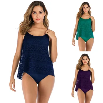 

2020 Plus Size Women Tankini Swimsuit Hot Sexy Bikini Beachwear Push Up Padded Swimwear Solid Color Bathingsuit Female Intimates