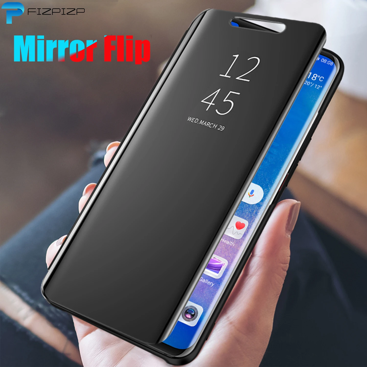 Зеркальный флип чехол Smart View для Huawei P30 Lite P20 Pro Honor 10 10i 20 8X 8A P Z 2019 Plus Nova 5 5i 3 3i 8S чехлы