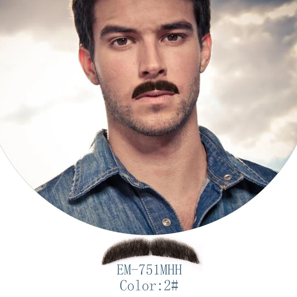 Neitsi 1 pz baffi realistici da uomo comodi Handknoted 100% capelli umani  barba finta per Cosplay incontri EM-751MHH - AliExpress